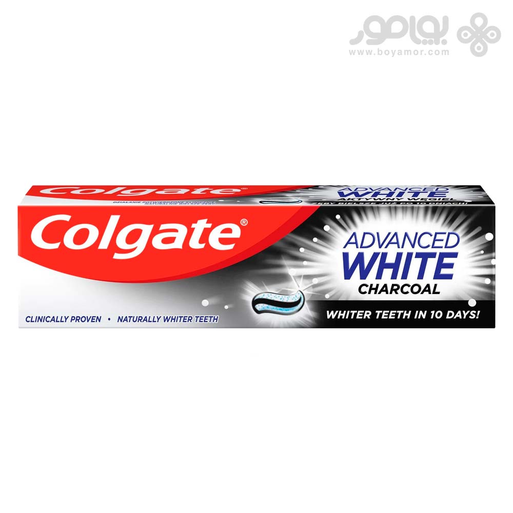 خمیر دندان کلگیت مدل ADVANCED CHARCOAL WHITE