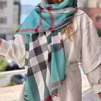 شال زنانه سبز آبس طرح چهارخونه شیک و زیبا ارسال رایگان 