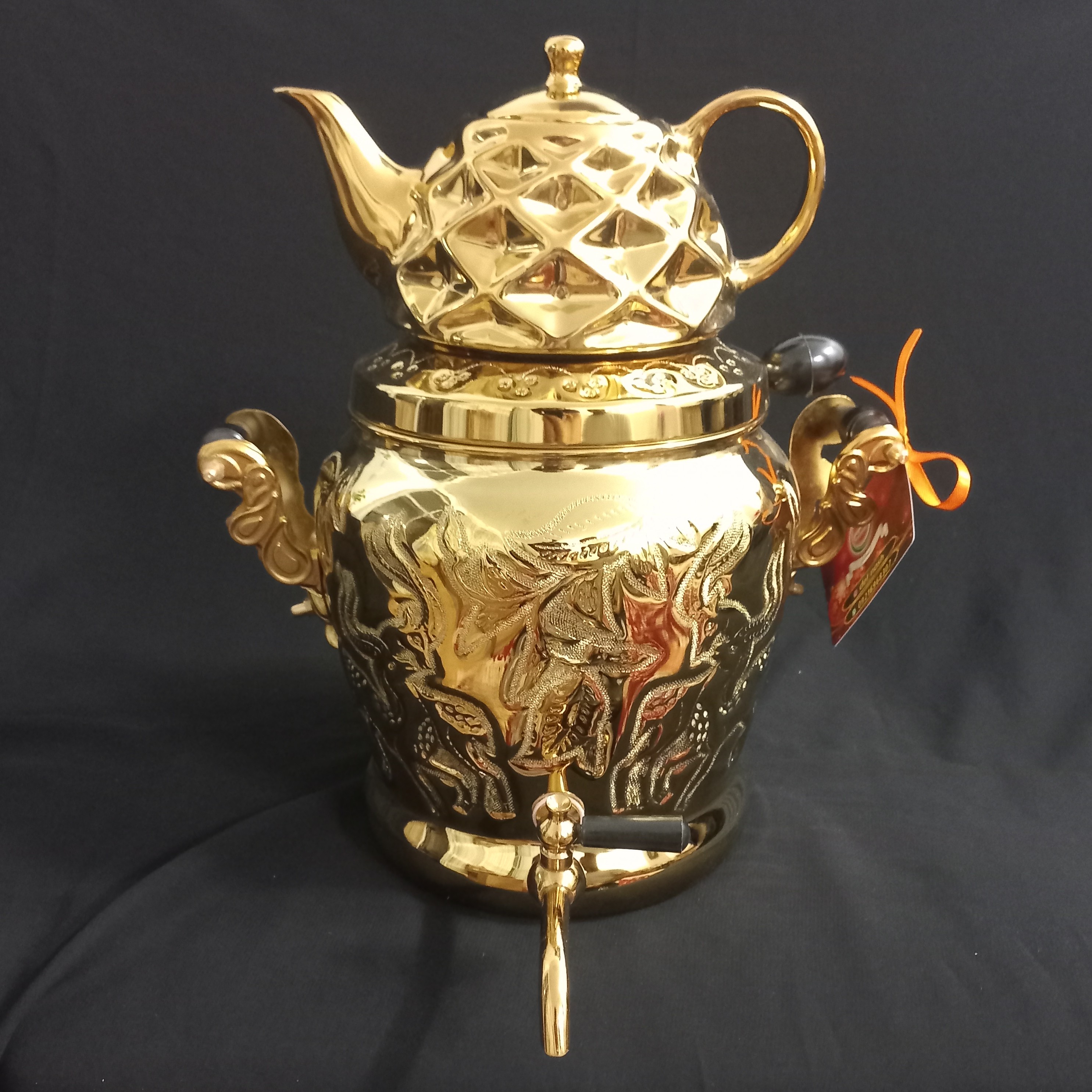 کتری قوری 6 لیتری تمام برنجی