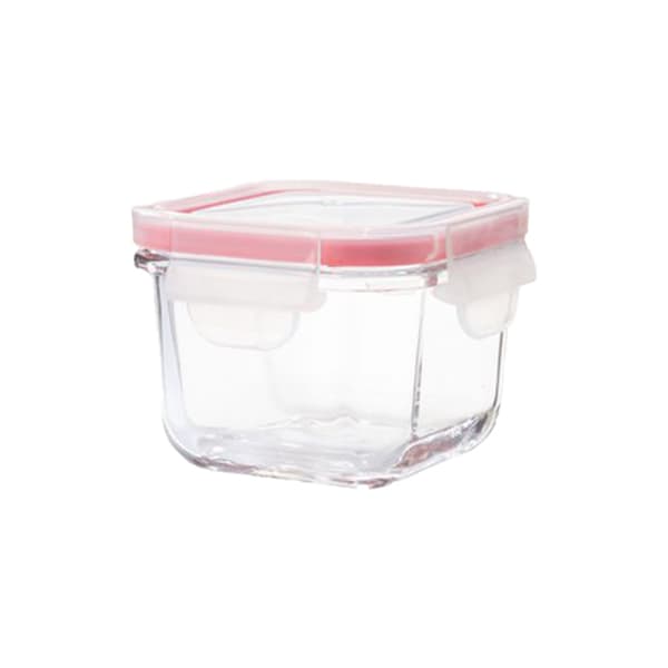 ظرف شیشه ای مربع دربدار 200 میل لیمون