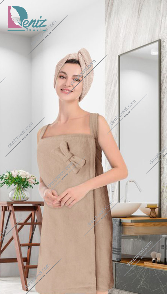 حوله سونایی طرح ساده رنگ نسکافه ای