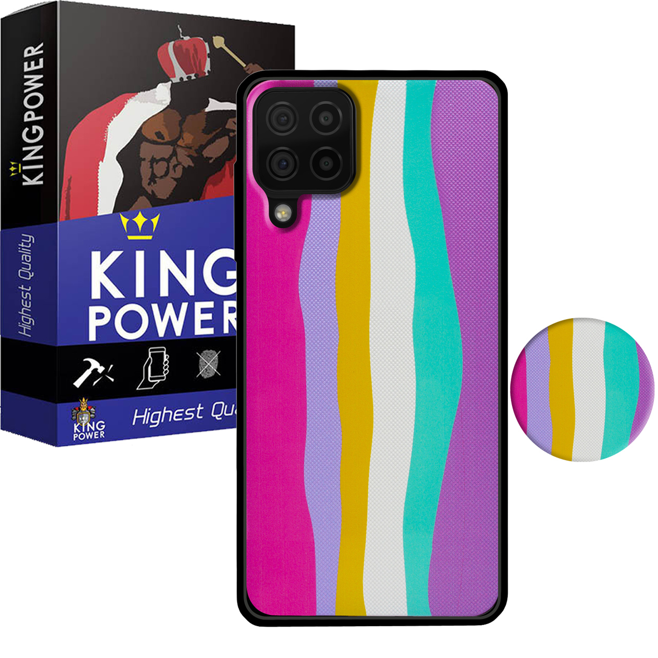 کاور کینگ پاور مدل Rang21 مناسب برای گوشی موبایل سامسونگ Galaxy A12 به همراه پایه نگهدارنده