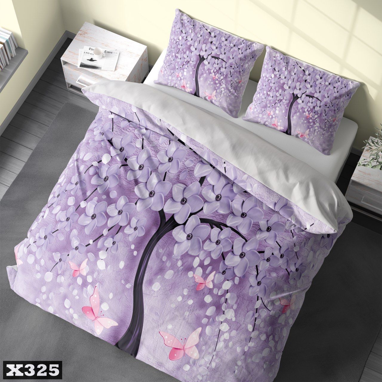 روتختی تکنفره گل شاخه ای بنفش برواگالری با جنس نخ پنبه و کیفیت و دوخت درجه یک