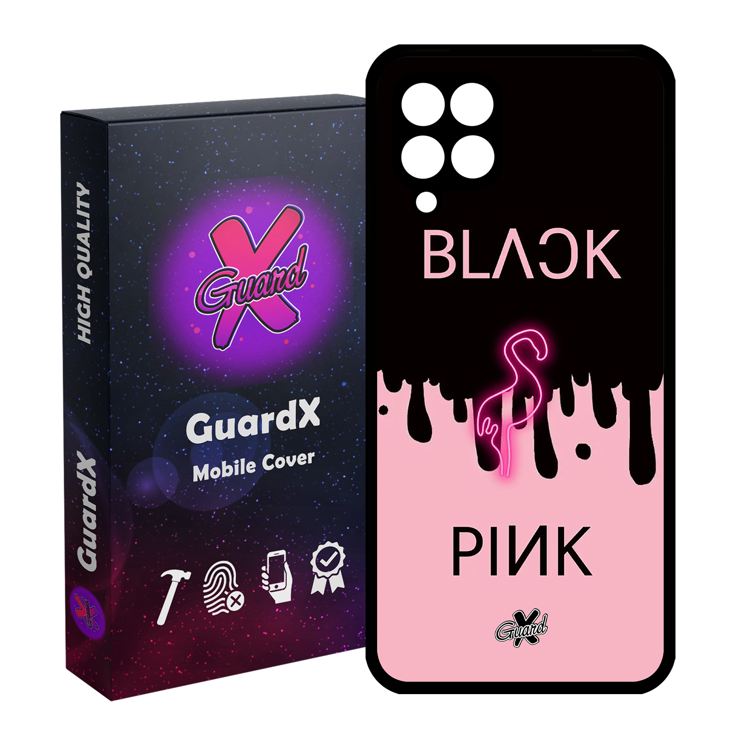 کاور گارد ایکس طرح Black Pink مدل Glass10275 مناسب برای گوشی موبایل سامسونگ Galaxy A22 4G