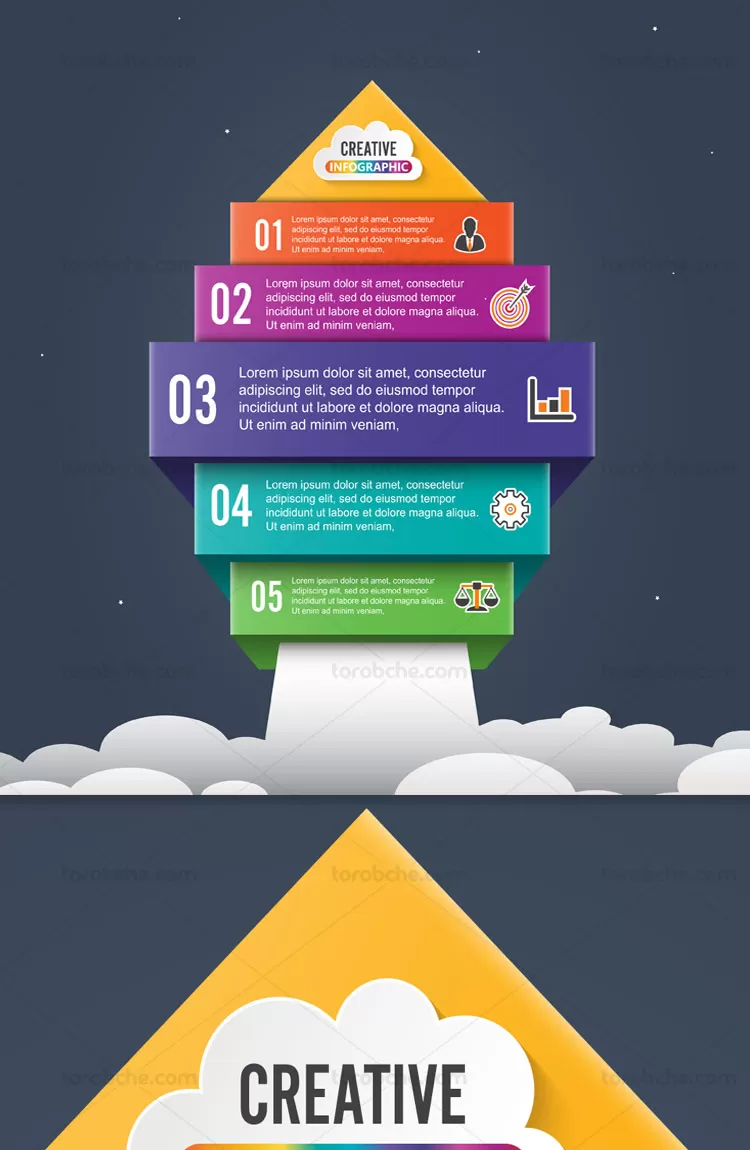 وکتور طرح اینفوگرافیک راکت استارتاپ | گرافیک با طعم تربچه