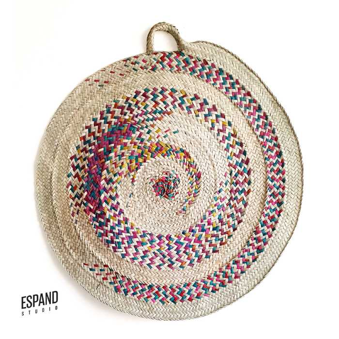 سفره حصیری رنگی طرح ثمر - ساخته شده از برگ نخل  سایز80 سانتی از برند اسپند