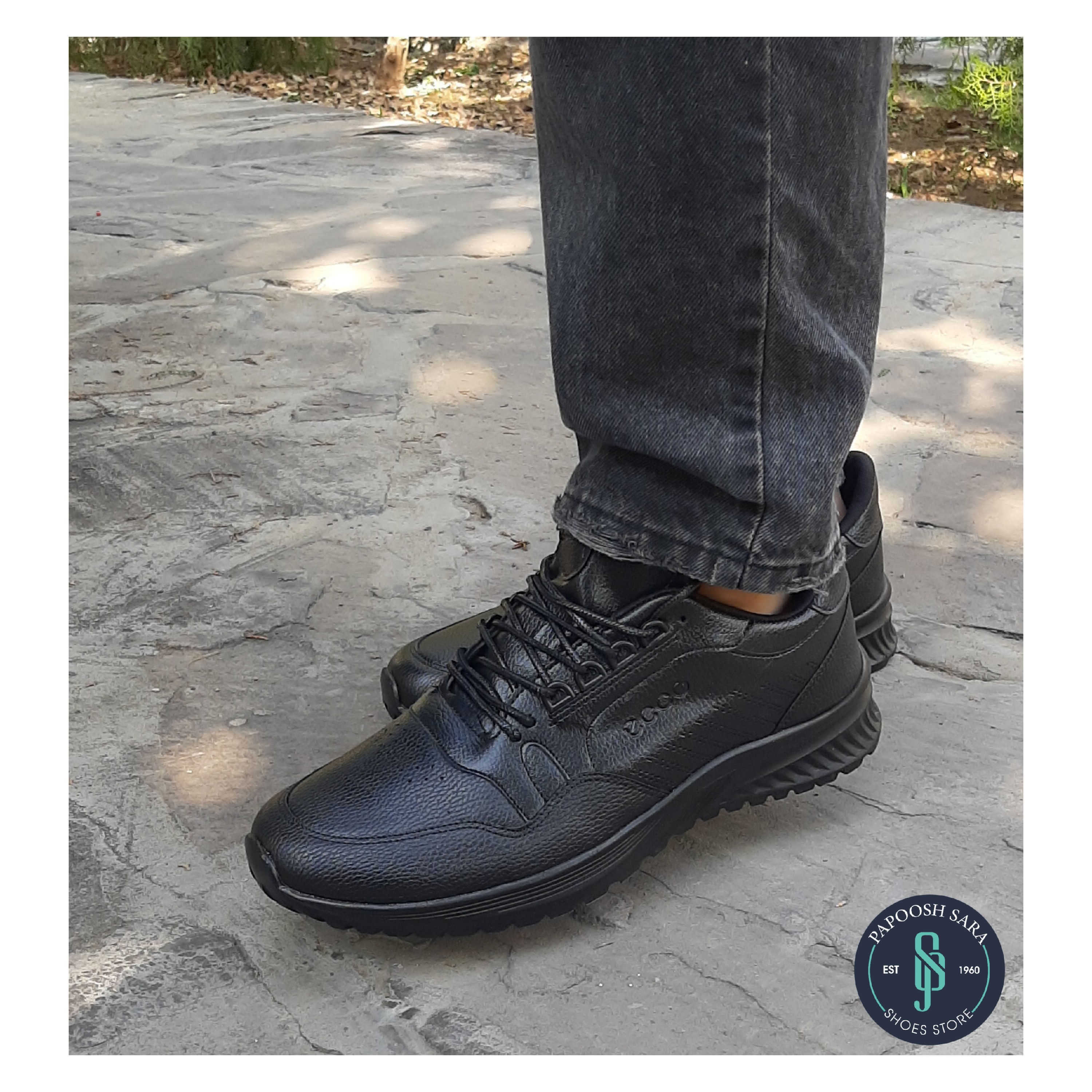 کتونی اکو چرمی مردانه بزرگ پا کیفیت عالی زیره پی یو سبک و راحت