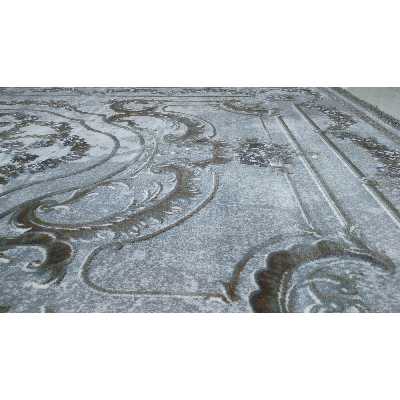 فرش ماشینی زمرد مشهد طرح پتینه کد TA109 زمینه طوسی