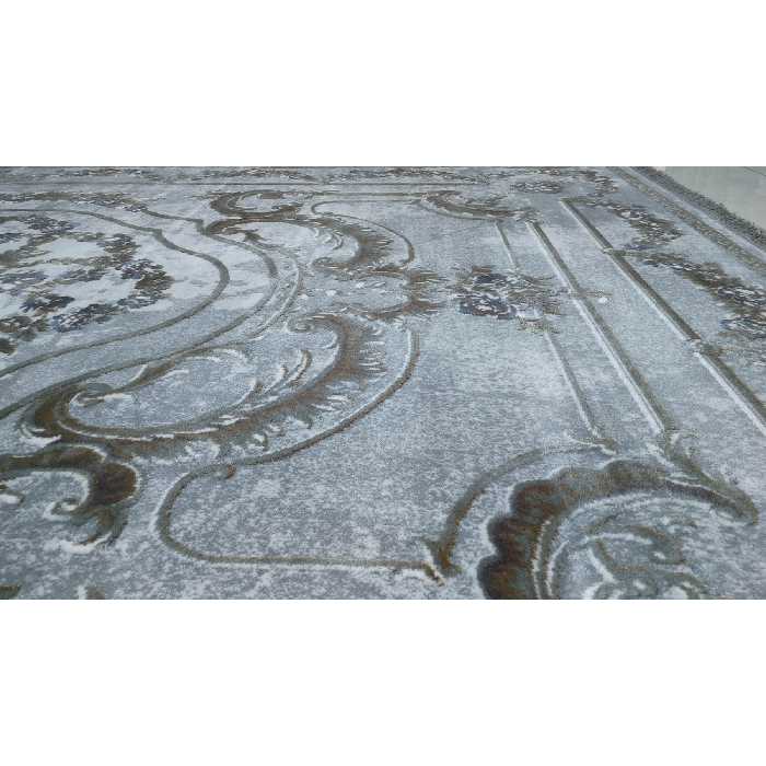 فرش ماشینی زمرد مشهد طرح پتینه کد TA109 زمینه طوسی