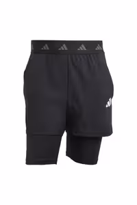 شورت ورزشی مشکی مردانه GYM  2IN1 لباس تنگ کوتاه adidas