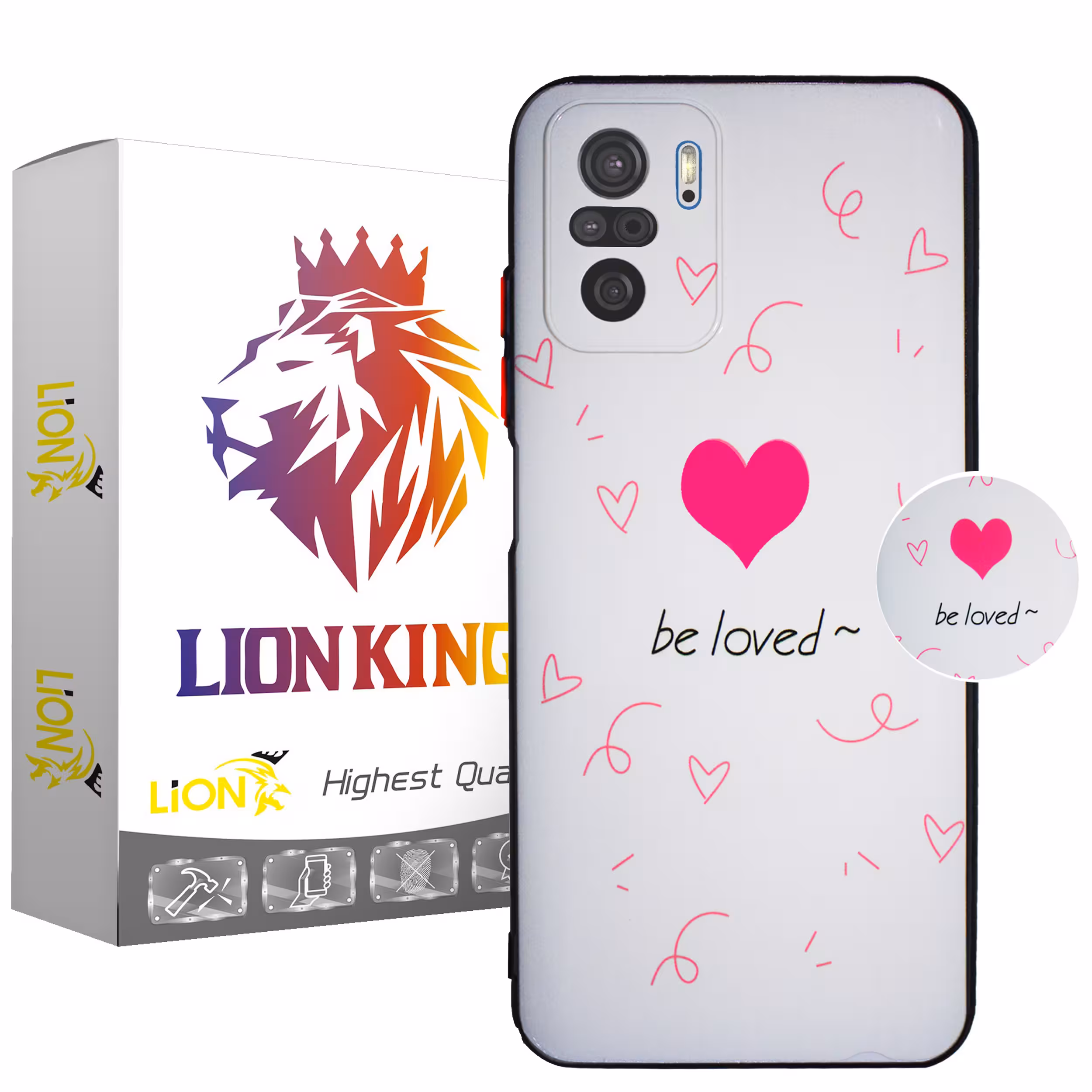 کاور لاین کینگ مدل be loved مناسب برای گوشی موبایل شیایومی Redmi Note10 10S به همراه پایه نگهدارنده