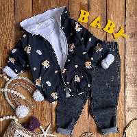 سه تیکه تیشرت و سوییشرت و شلوار جین مام کشی  وارداتی