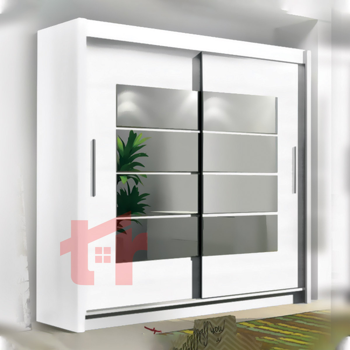 مکانیزم درب ریلی کمد تاپ لاین توکار QM بدون پروفیل کف دو درب فانتونی K423