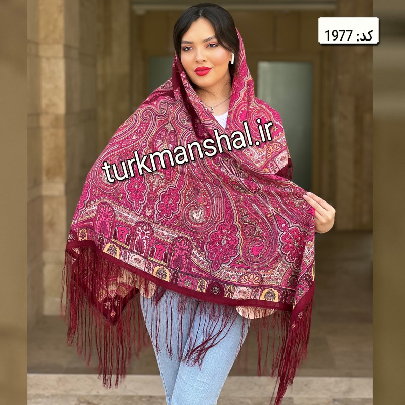 روسری ترکمن ابریشمی (ایتالیایی) کد 1977