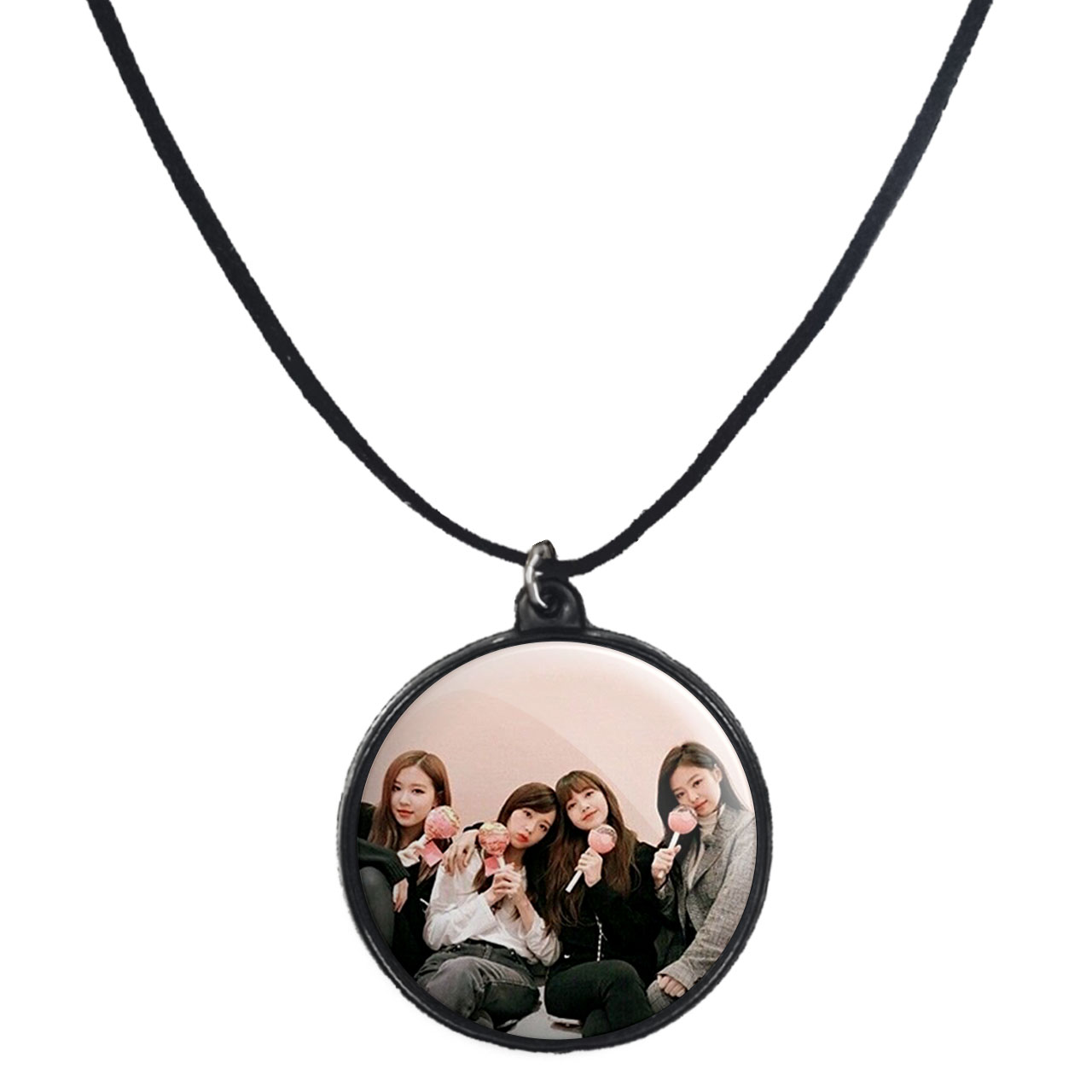 گردنبند پرمانه طرح بلک پینک کد pmb.18178 مدل دو طرفه