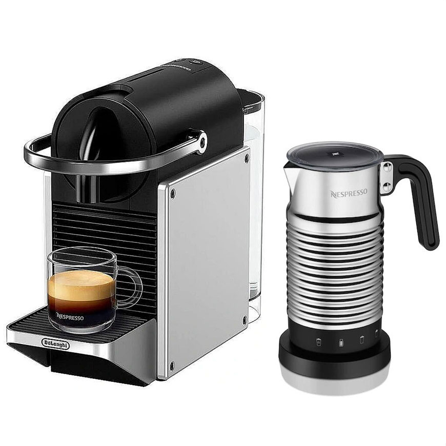 اسپرسو ساز نسپرسو پیکسی دلونگی نقره ای مدل EN127.S با کف شیرساز Aeroccino 4