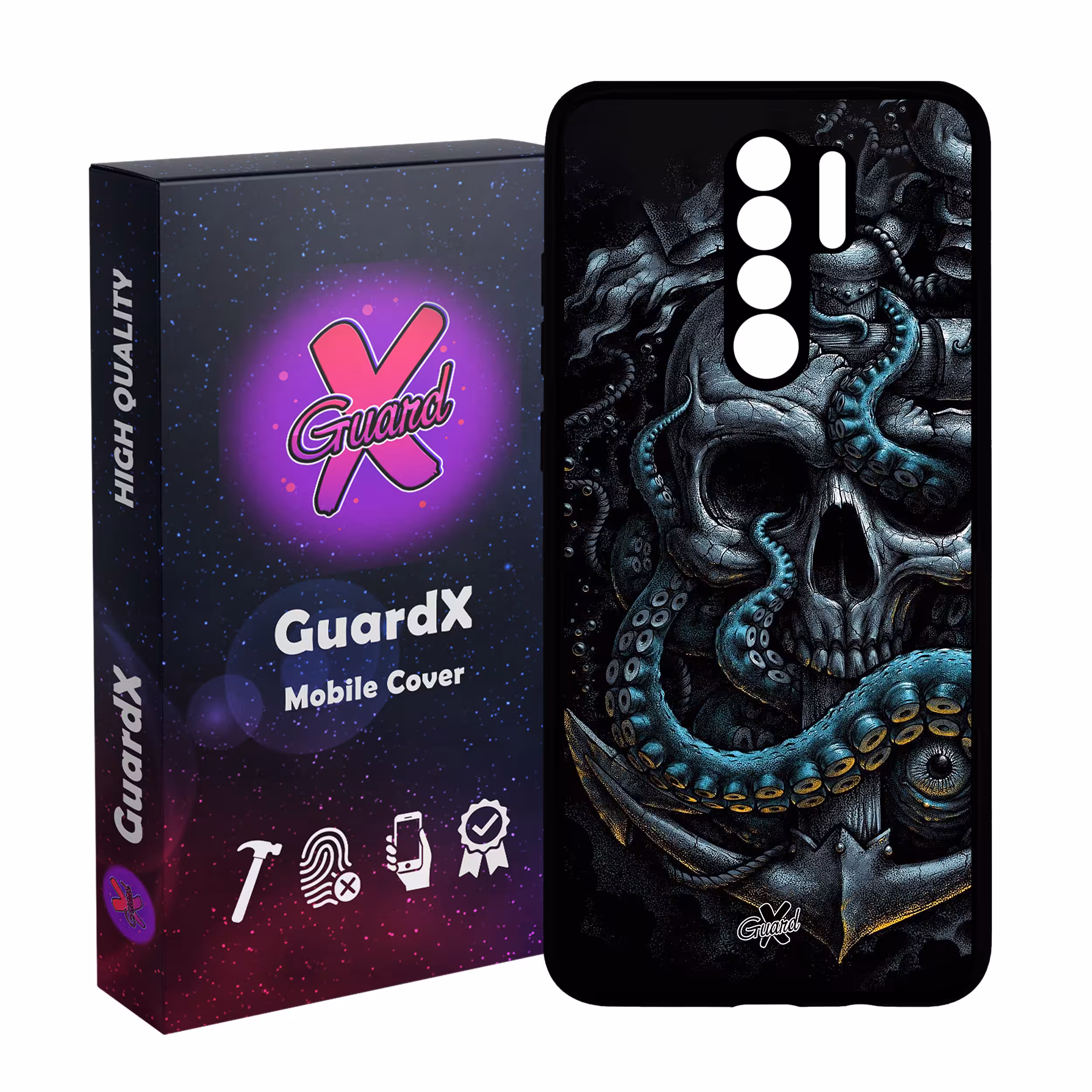 کاور گارد ایکس طرح جمجمه مدل Glass10563 مناسب برای گوشی موبایل شیائومی Redmi 9/Redmi 9 Prime/Poco M2