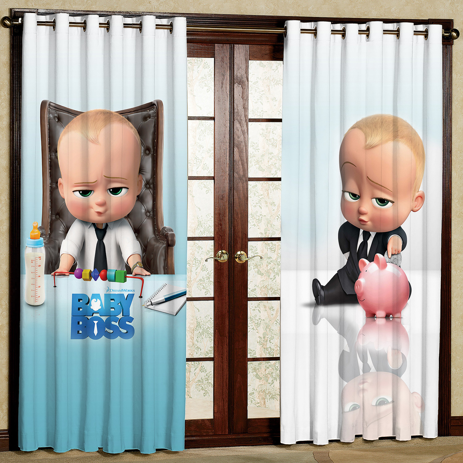 پرده مدل کارتون بچه رییس مخمل پانچی کد 1196 سایز 140x280 سانتی متر