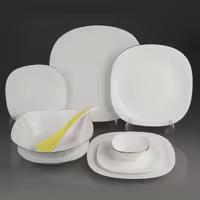 سرویس غذا خوری 26 پارچه دینو مدل ساده چهارگوش لب طلایی