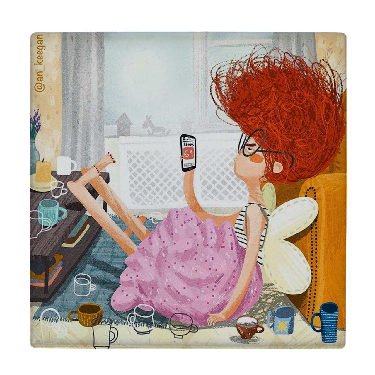  زیر لیوانی طرح دختر و گوشی موبایل کد    3454283_1270