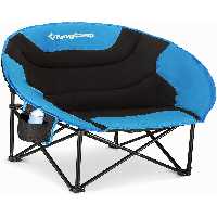 صندلی کمپ مشکی سیاه کمپینگ ماه راحت تاشو و خدمات سنگین طراحی بالش با نگهدارنده فنجان KINGCAMP