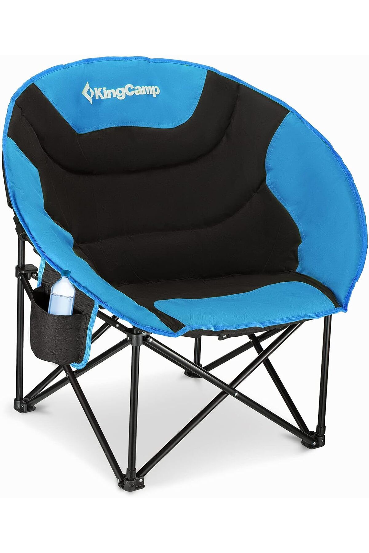 صندلی کمپ مشکی سیاه کمپینگ ماه راحت تاشو و خدمات سنگین طراحی بالش با نگهدارنده فنجان KINGCAMP