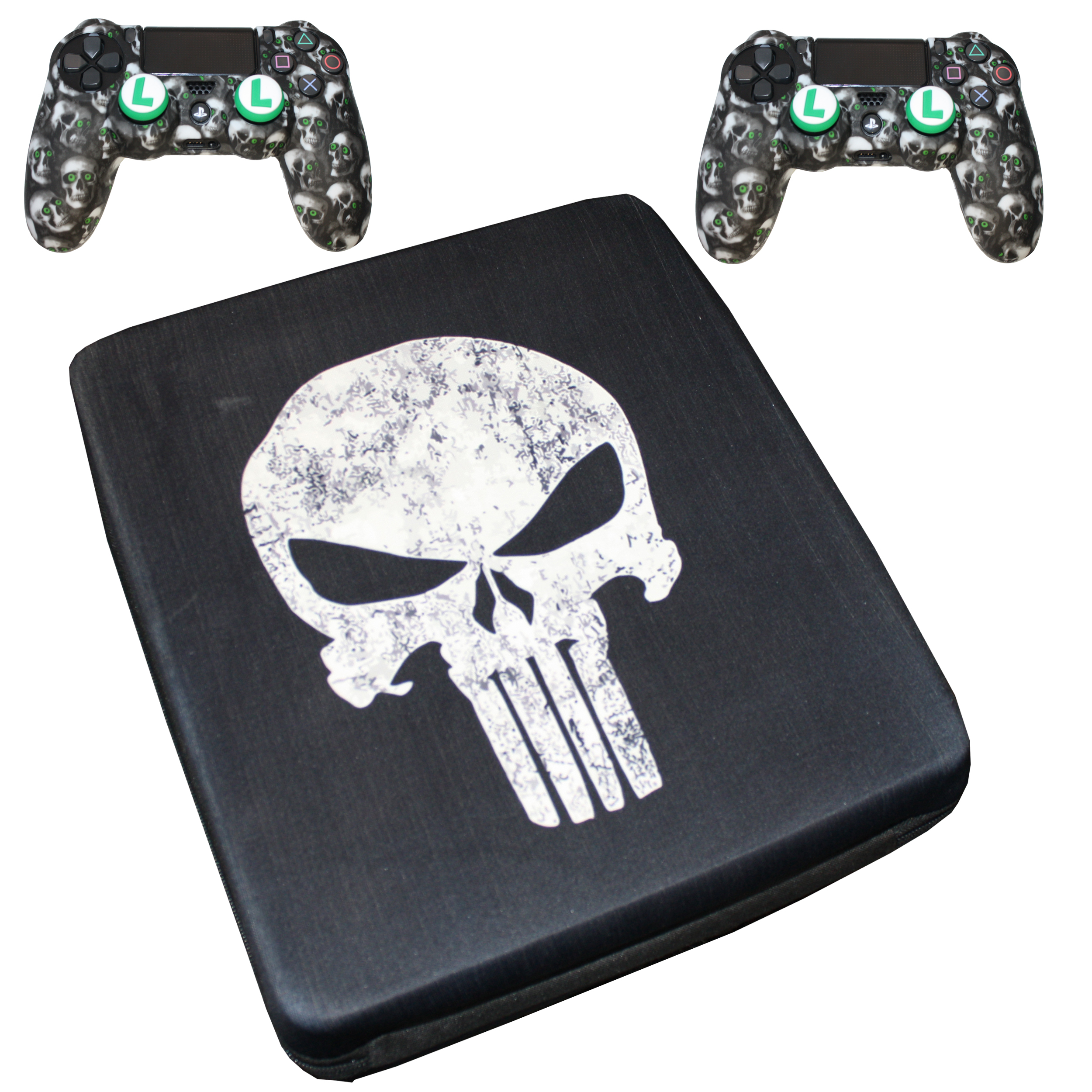 کیف حمل کنسول بازی پلی استیشن 4 مدل LL punisher به همراه محافظ دسته و روکش آنالوگ