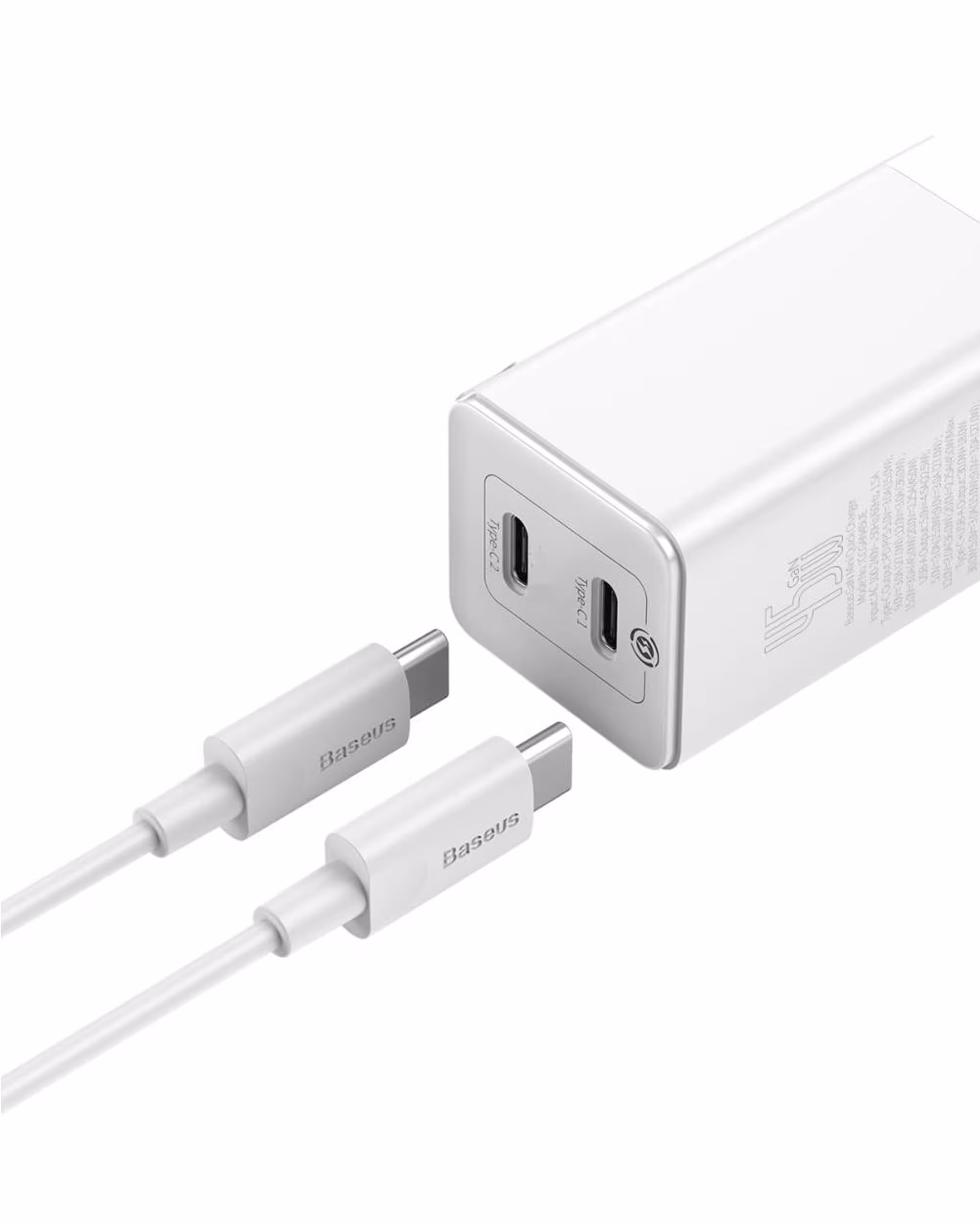 اداپتور به همراه کابل تایپ سی به تایپ سی بیسوس BASEUS gan mini quick charger ccgan45ce