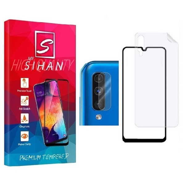 محافظ صفحه نمایش مای سیحان مدل FUL مناسب برای گوشی موبایل سامسونگ Galaxy A50 به همراه محافظ پشت گوشی و محافظ لنز دوربین | کالا برتری