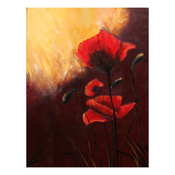 تابلو نقاشی اکرلیک مدل گل شقایق