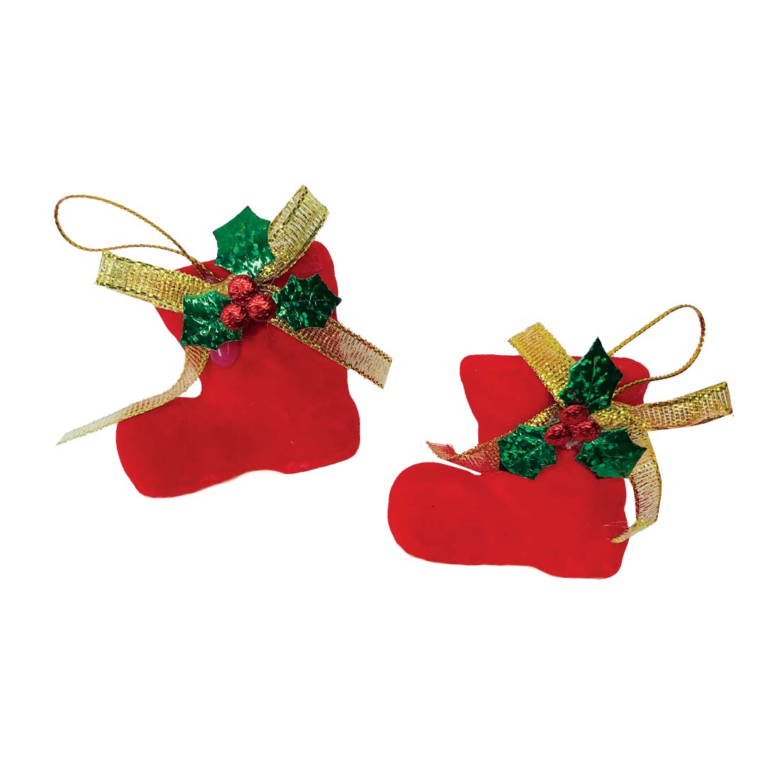 آویز تزیینی مدل چکمه کریسمس مجموعه 2 عددی