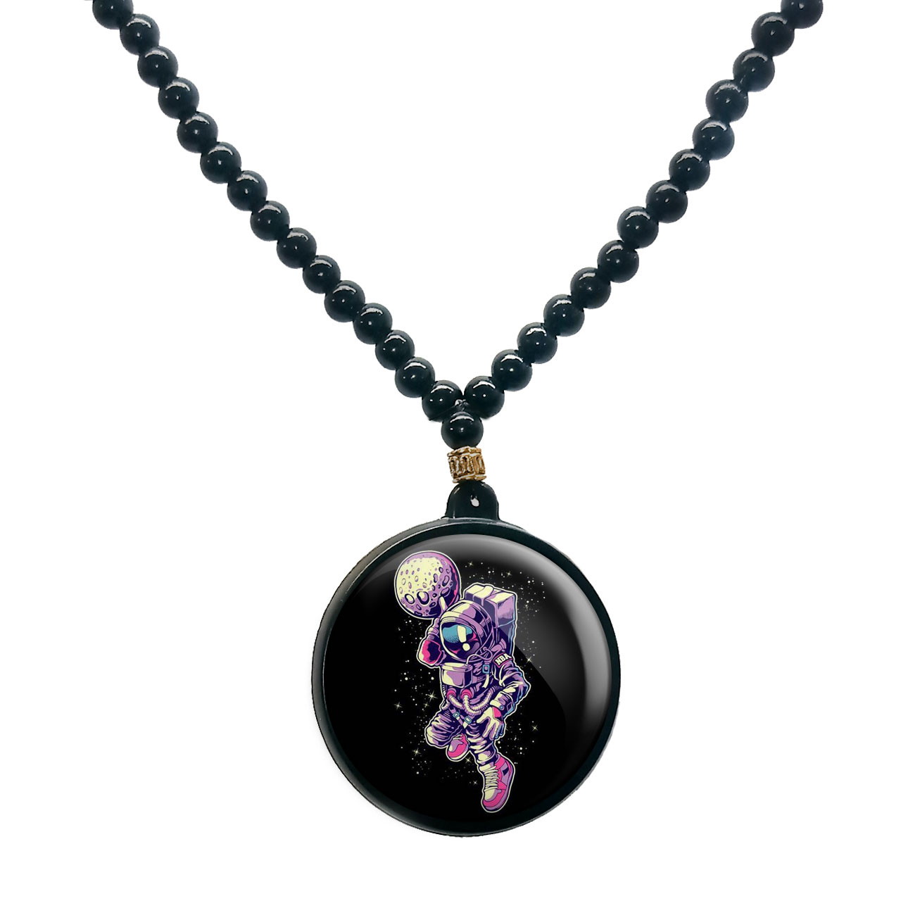 گردنبند پرمانه طرح فضانورد کد pmd.1728 مدل دو طرفه