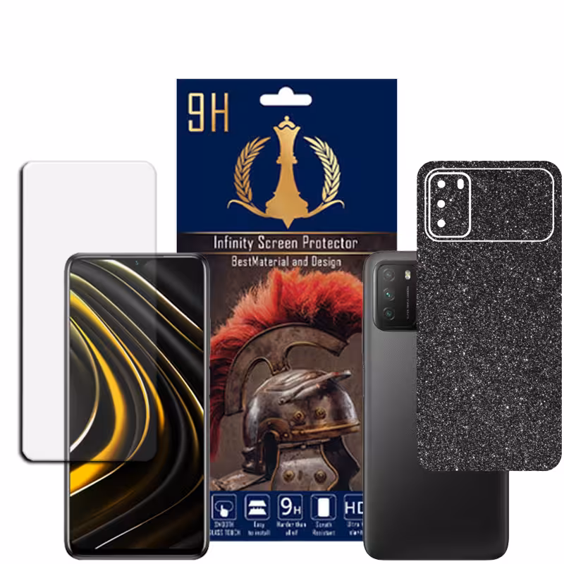 برچسب پوششی اینفینیتی مدل PRO MAX مناسب برای گوشی موبایل شیایومی POCO M3 به همراه محافظ صفحه نمایش