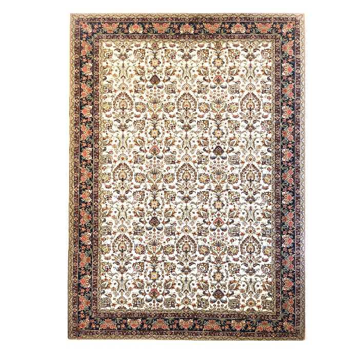 فرش ماشینی ستاره کویر یزد مدل شاهکار نوين کد n-101 زمینه کرم