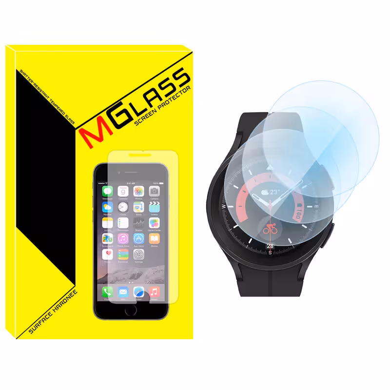 محافظ صفحه نمایش شیشه‌ای ام گلس مدل SH-MG مناسب برای ساعت هوشمند سامسونگ Galaxy Watch 5 Pro بسته سه عددی | کالا برتری