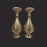 گلدان خاتم کاری مسی کد 10 بسته 2 عددی