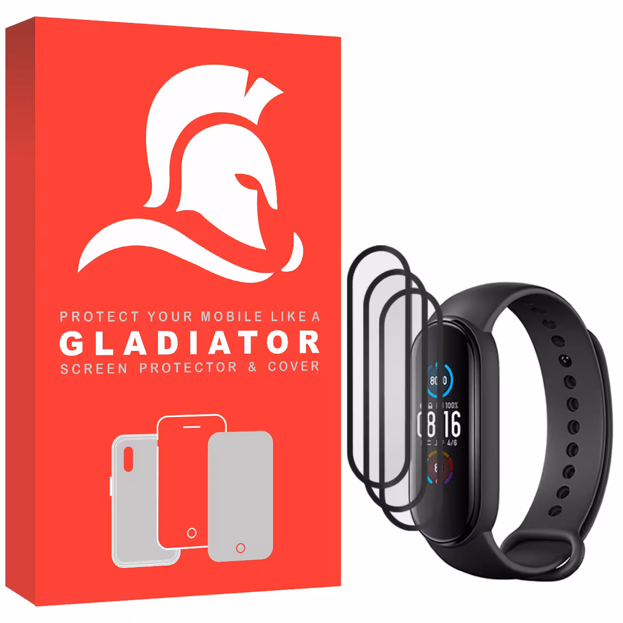 محافظ صفحه نمایش گلادیاتور مدل GWP3000 مناسب برای ساعت هوشمند شیائومی Mi Band 5 بسته سه عددی