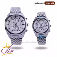 ساعت سنیور ست فلزی نقره ای صفحه سفید کرنوگراف 1015-1016