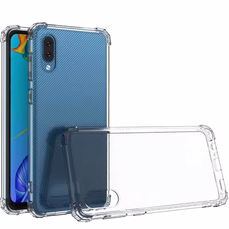 گارد محافظ ایربگ دار برای گوشی Samsung Galaxy A02 / A022 مدل دور ژله ای شفاف پشت طلق کریستالی