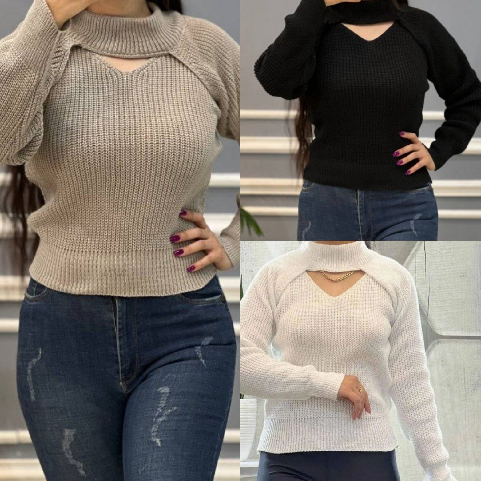 بلوز دو تیکه مدل میترا جنس پشم و آکریلیک فری سایز 36تا44