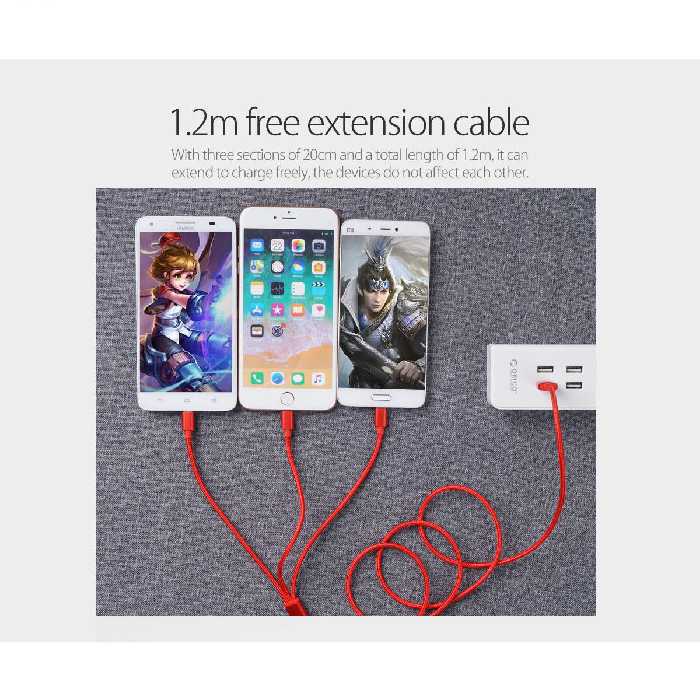 کابل تبدیل USB به لایتنینگ/USB-C/Micro USB هس ول مدل CA-0 طول 1.2 متر