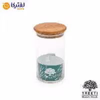 ظرف ادویه شیشه ای با درب چوبی تیریتی قطر 8 ارتفاع 14 مدل G 5008