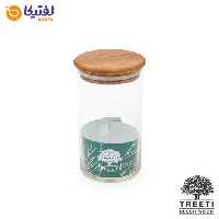 ظرف ادویه شیشه ای با درب چوبی تیریتی قطر 8 ارتفاع 14 مدل G 5008