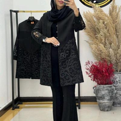 مانتو مجلسی کتان مدل مانتو مجلسی کتان لمه ترک کارشده نیلوفر