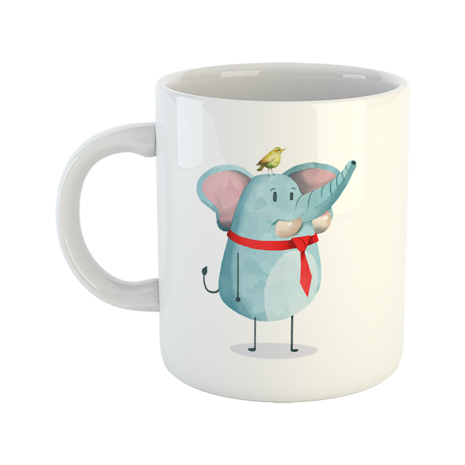 ماگ طرح فیل کروات قرمز و پرنده