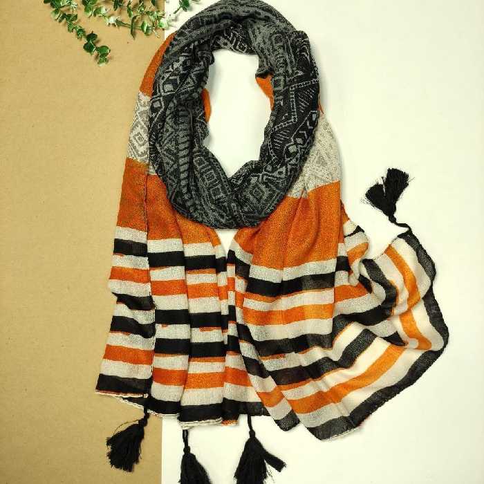 شال نخ پنبه بهاره و تابستانه خنک و سبک رنگ رنگی و زیبا