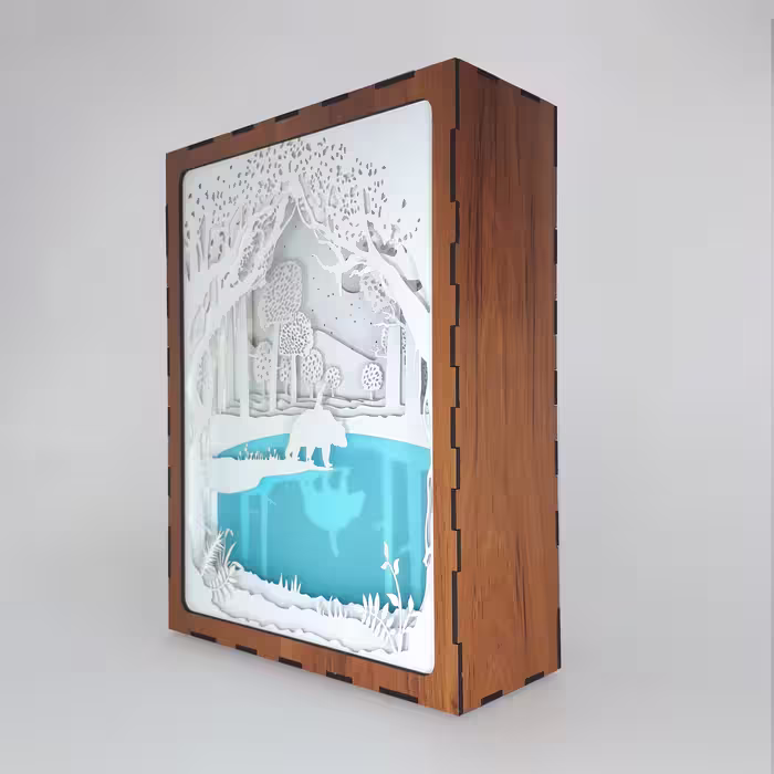 چراغ خواب مدل نایت باکس سه بعدی طرح دریاچه خرس کد SD41