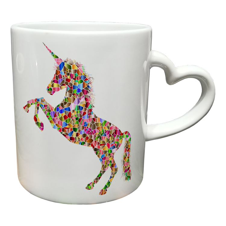 ماگ مدل دسته قلبی طرح یونیکورن کد 47