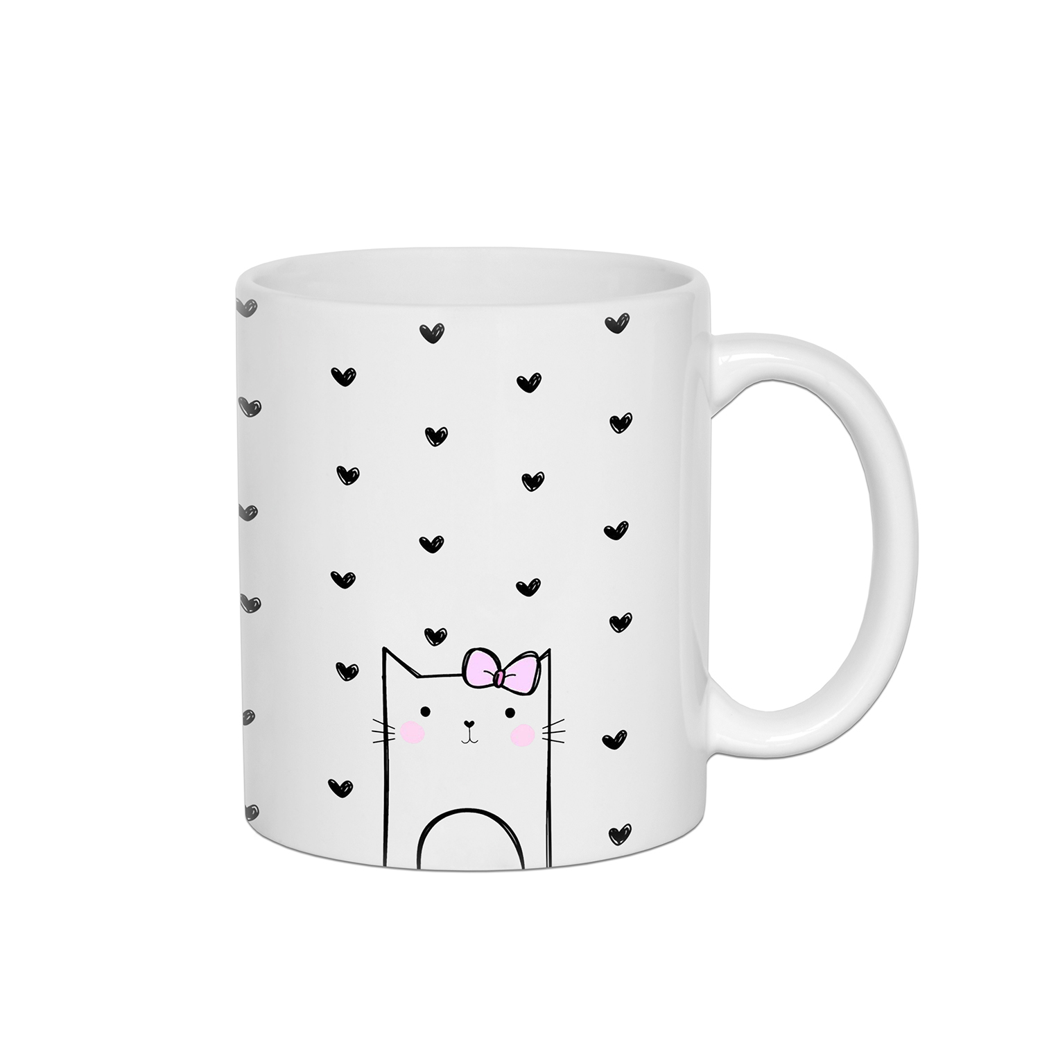 ماگ طرح قلب و گربه ملوس کد 1092