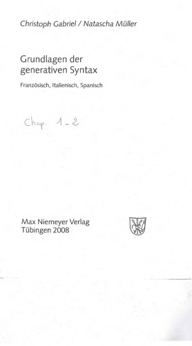 خرید و دانلود نسخه کامل کتاب Grundlagen der generativen Syntax: Französisch, Italienisch, Spanisch